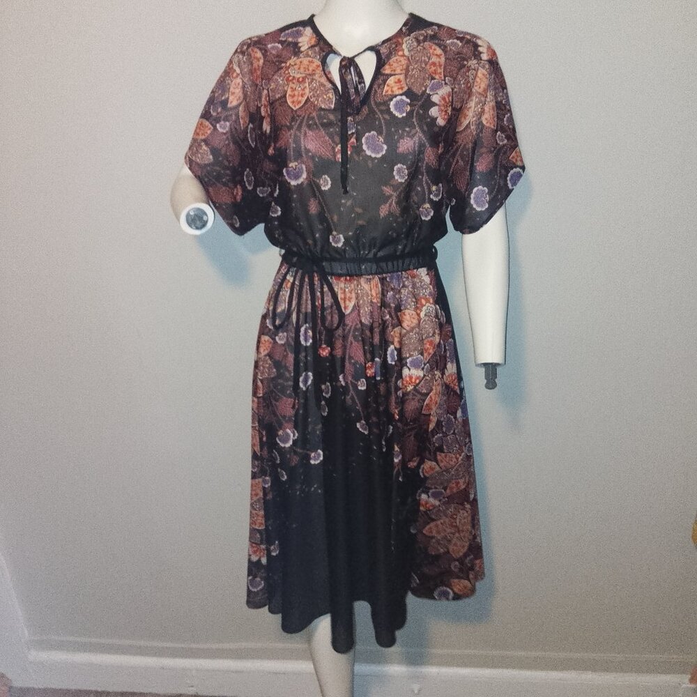 Floral Black Midi Dress
